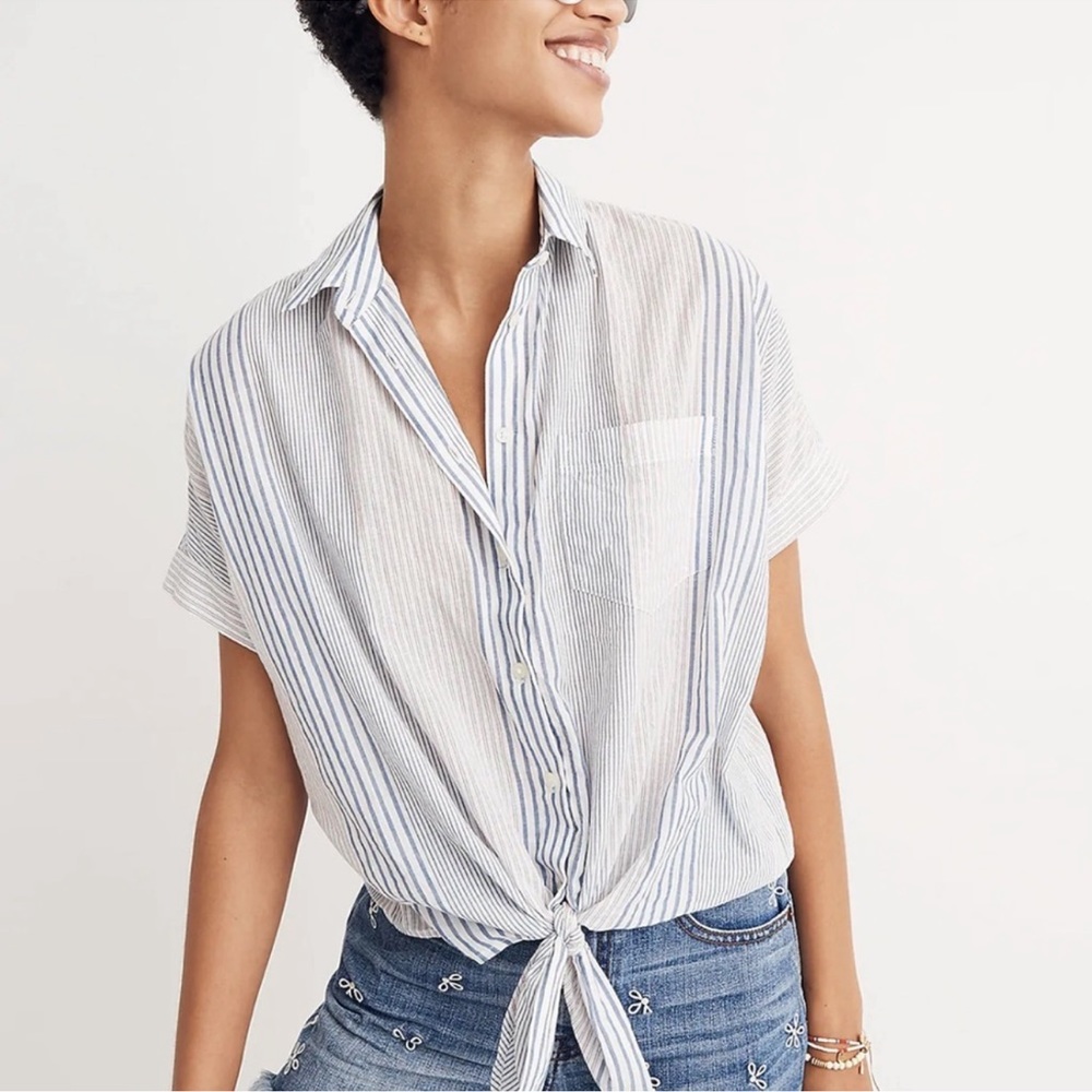 Madewell tie front button down shirt size Xsmall